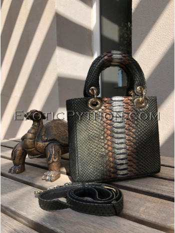 Python leather handbag multi color BG-338