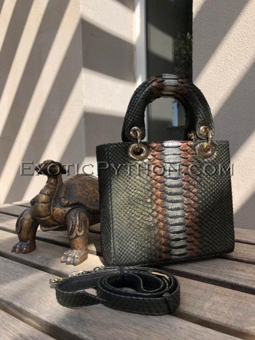 Python leather handbag multi color BG-338