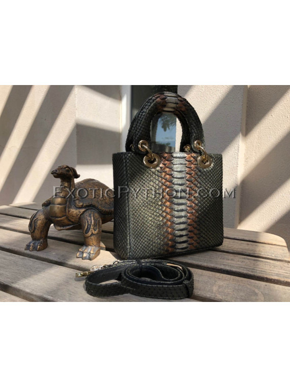 Python leather handbag multi color BG-338