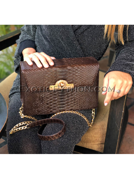 Python leather crossbody bag brown color BG-339