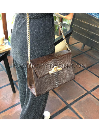 Python leather crossbody bag brown color BG-339