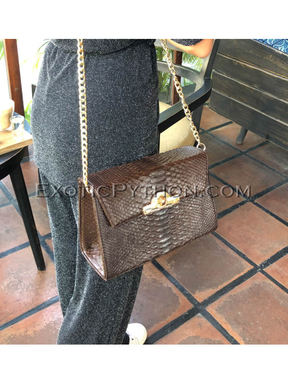 Python leather crossbody bag brown color BG-339