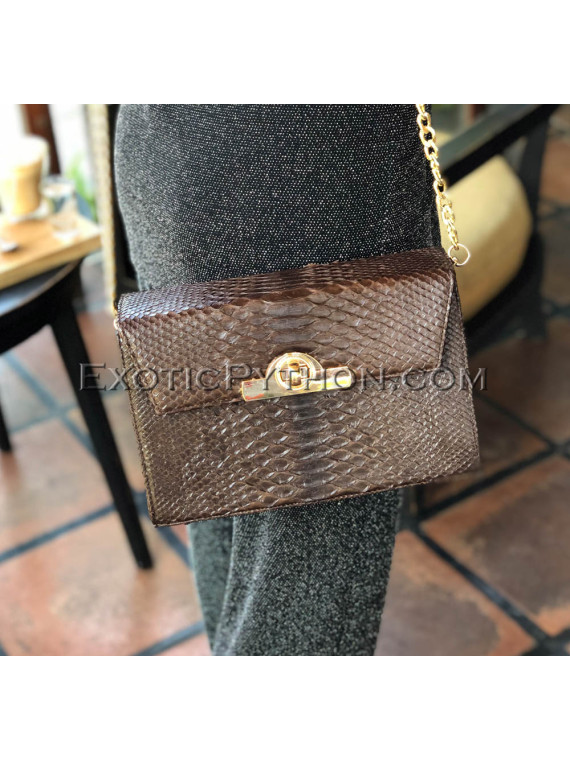 Python leather crossbody bag brown color BG-339