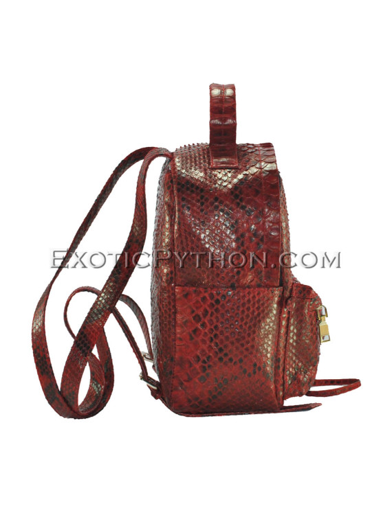 Red python leather backpack  BG-341