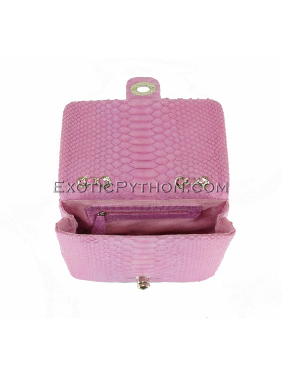 Python leather crossbody bag pink CL-158