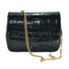 Crocodile leather crossbody bag gloss black CL-314