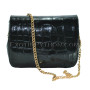 Crocodile leather crossbody bag gloss black CL-314