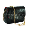 Crocodile leather crossbody bag gloss black CL-314