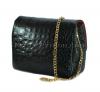 Crocodile leather crossbody bag gloss black CL-314