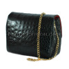 Crocodile leather crossbody bag gloss black CL-314