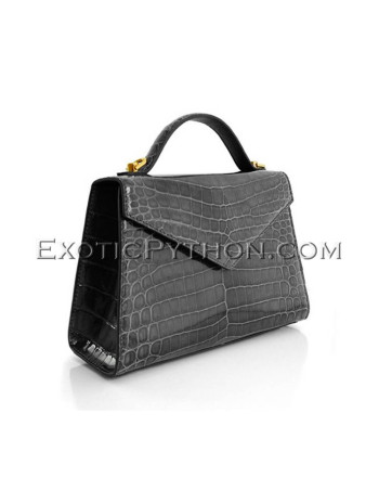 Crocodile leather handbag gray color BG-364