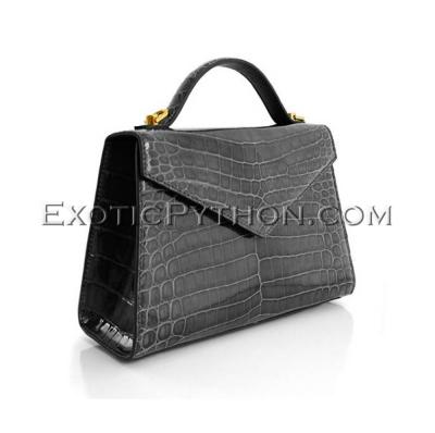 Crocodile leather handbag gray color BG-364