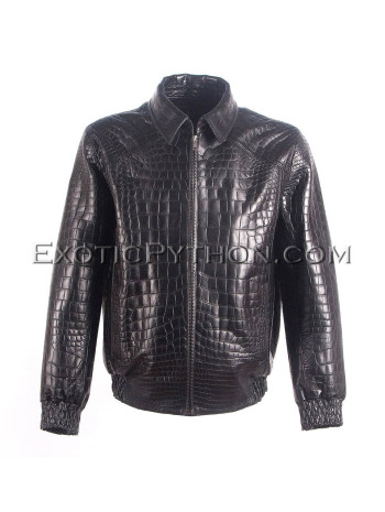 Crocodile leather jacket for men black color JT-43