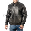 Crocodile leather jacket for men black color JT-43