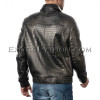 Crocodile leather jacket men's black color JT-44