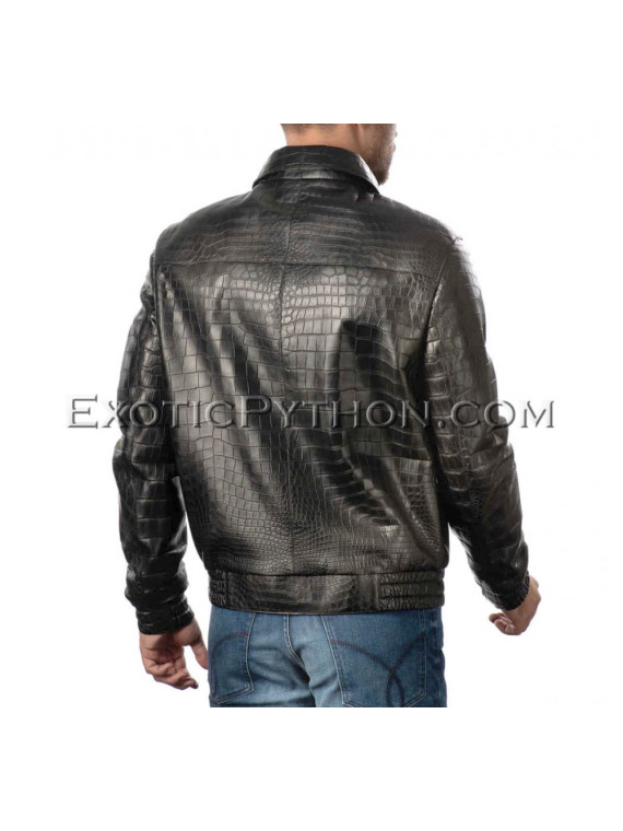 Crocodile leather jacket men's black color JT-44