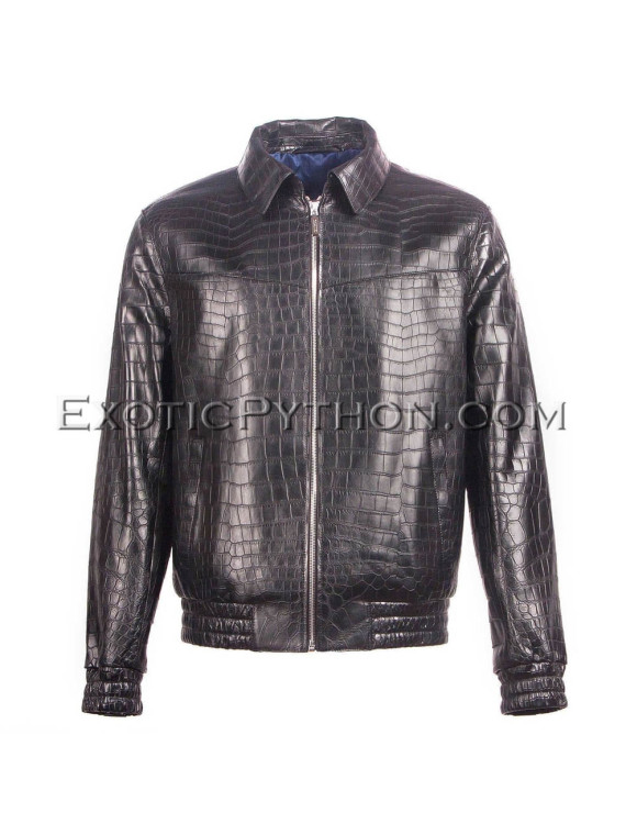 Crocodile leather jacket men's black color JT-44