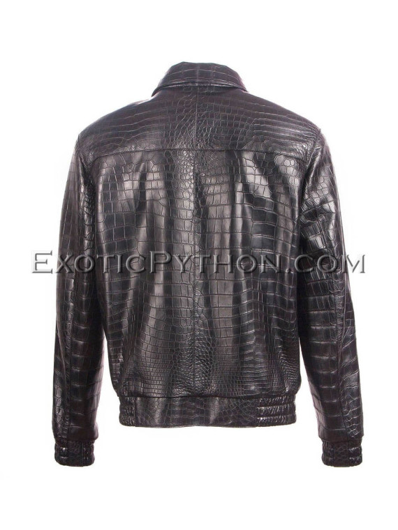 Crocodile leather jacket men's black color JT-44