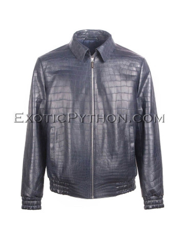 Crocodile leather jacket for men blue color JT-45