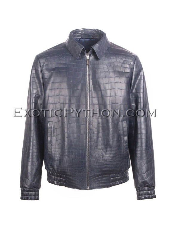 Crocodile leather jacket for men blue color JT-45