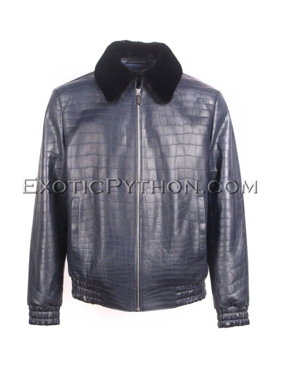 Crocodile leather jacket for men blue color JT-45