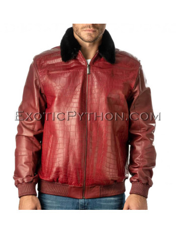 Crocodile skin jacket combined with lamb skin  JT-46