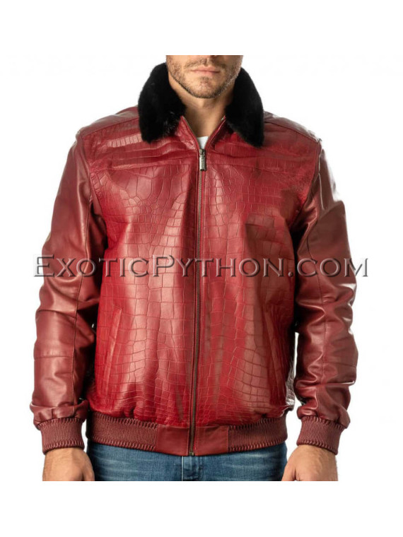 Crocodile skin jacket combined with lamb skin JT-46