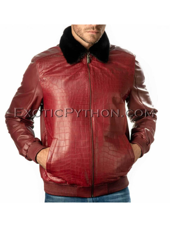 Crocodile skin jacket combined with lamb skin JT-46