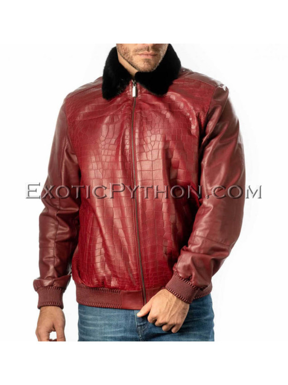 Crocodile skin jacket combined with lamb skin JT-46