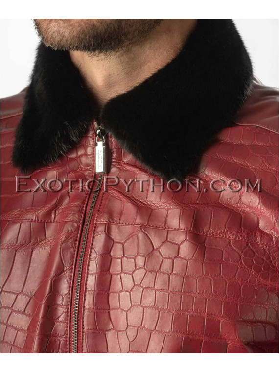 Crocodile skin jacket combined with lamb skin JT-46