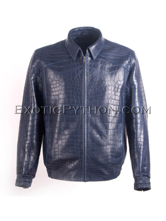 Crocodile skin jacket for men blue color JT-47