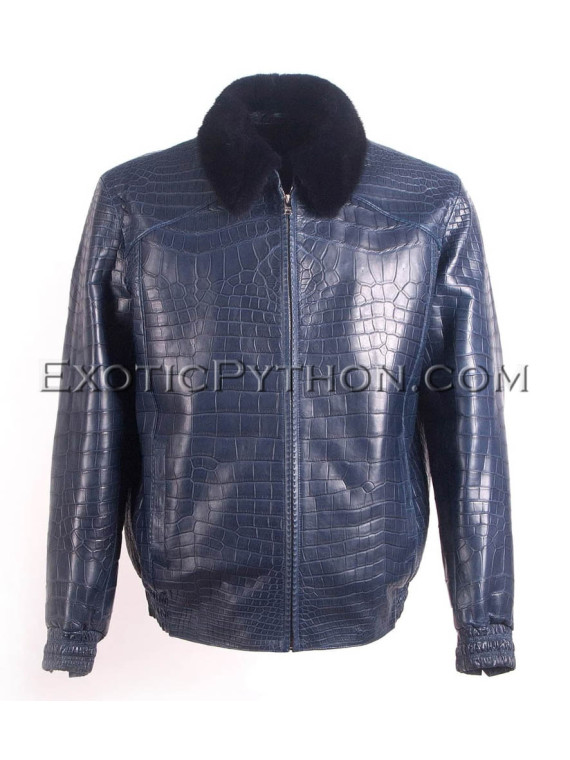 Crocodile skin jacket for men blue color JT-47