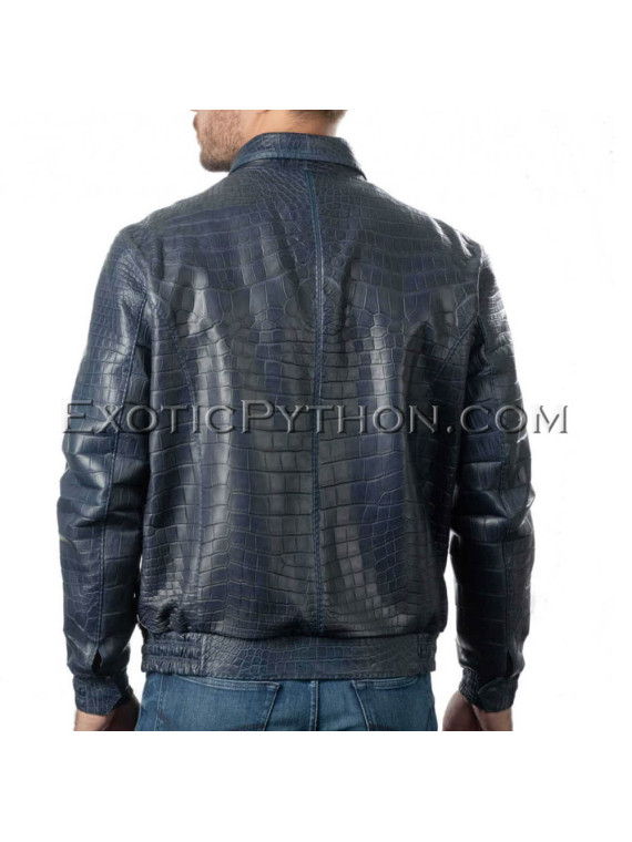 Crocodile skin jacket for men blue color JT-47