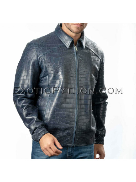 Crocodile skin jacket for men blue color JT-47