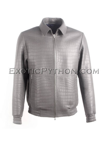 Crocodile leather jacket for men gray color JT-48