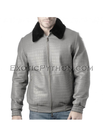 Crocodile leather jacket for men gray color JT-48