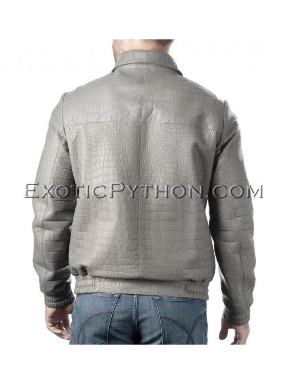 Crocodile leather jacket for men gray color JT-48