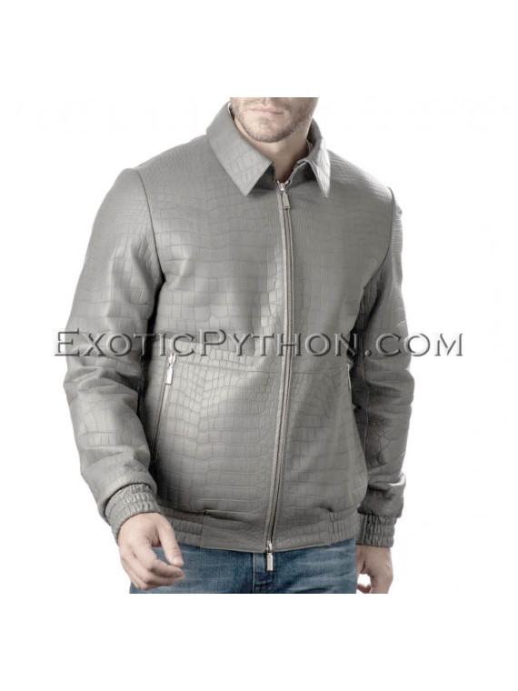 Crocodile leather jacket for men gray color JT-48