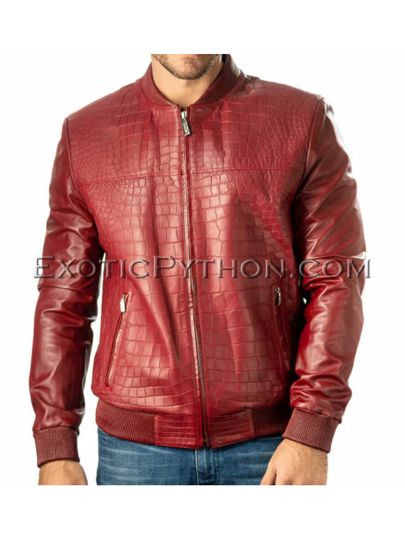 Crocodile leather jacket combined with lamb skin JT-49