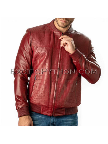 Crocodile leather jacket combined with lamb skin JT-49