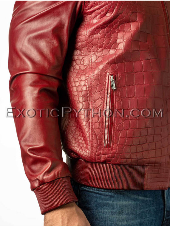 Crocodile leather jacket combined with lamb skin JT-49