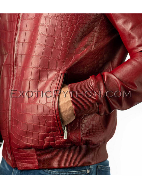 Crocodile leather jacket combined with lamb skin JT-49