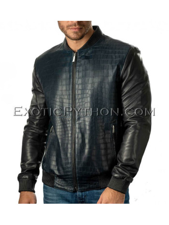 Crocodile leather jacket combined with lamb skin JT-50