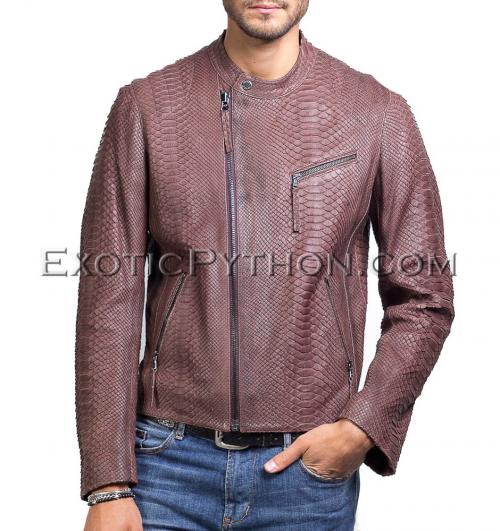 Men's snakeskin jacket brown color JT-69