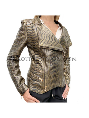 Snakeskin jacket women's gold color JT-35