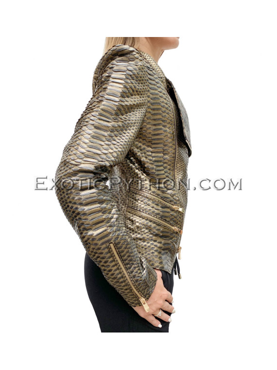 Snakeskin jacket women's gold color JT-35