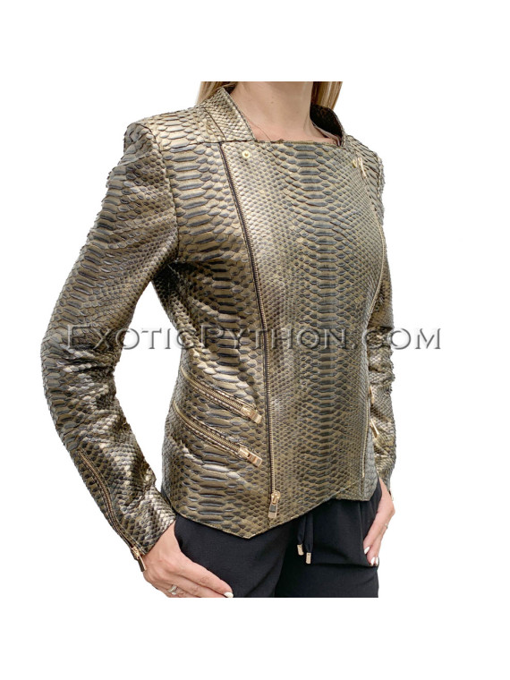 Snakeskin jacket women's gold color JT-35