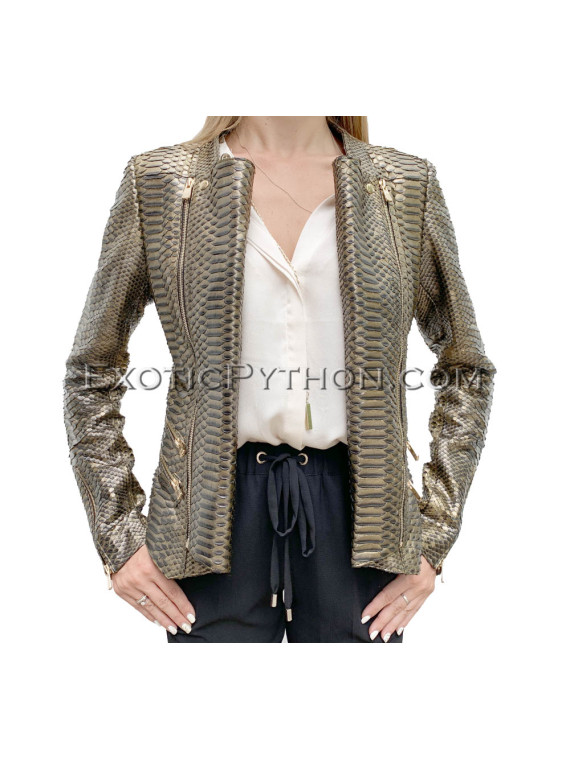 Snakeskin jacket women's gold color JT-35