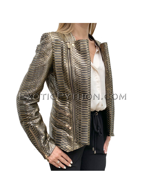 Snakeskin jacket women's gold color JT-35