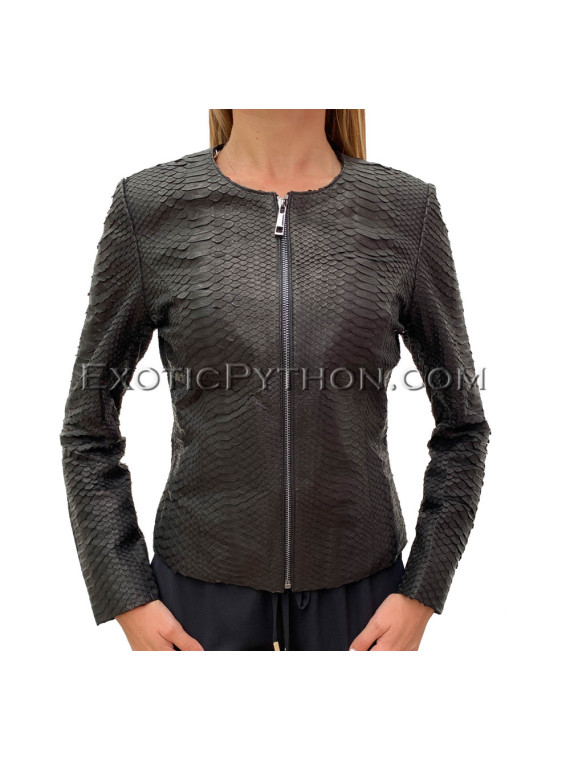 Women's snakeskin jacket matte black JT-36